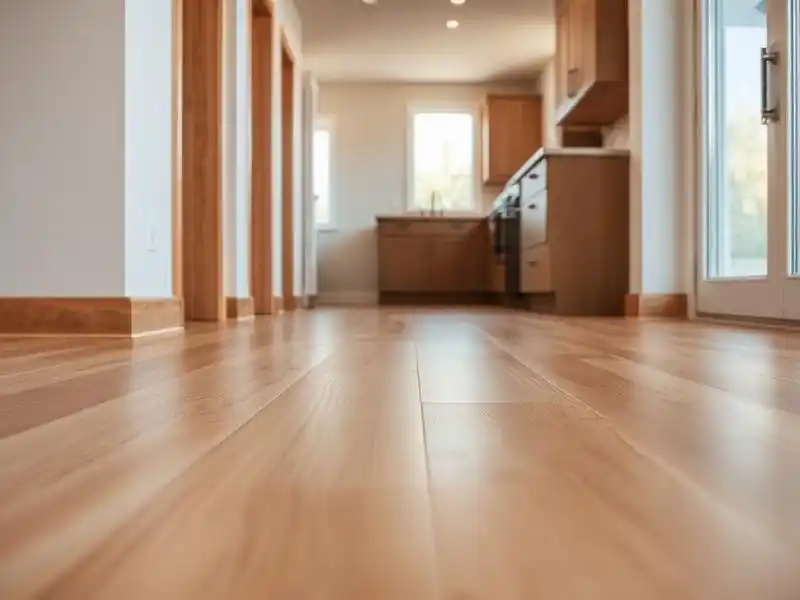 Newly installed hardwood flooring in a renovated home