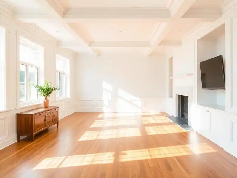 Bright renovated interior living room with hardwood floors